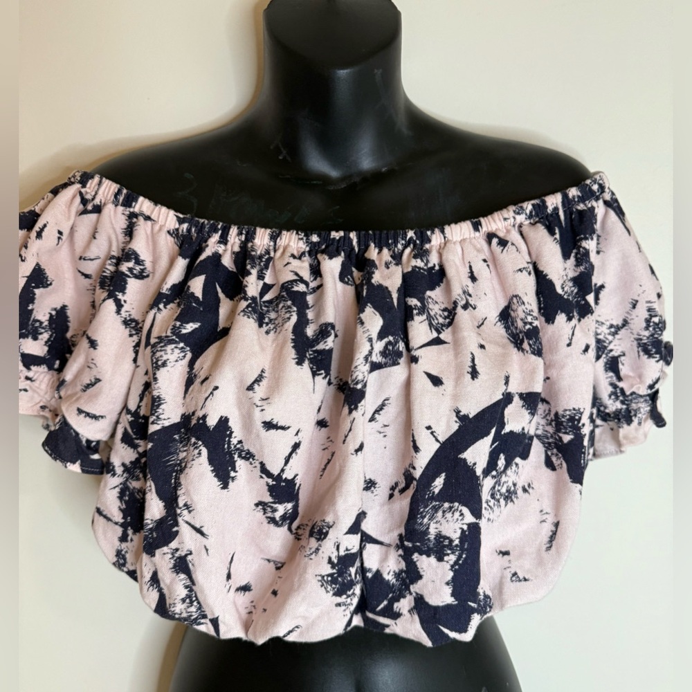 Women’s Wild Fable Pink and Black Off-Shoulder Crop Top